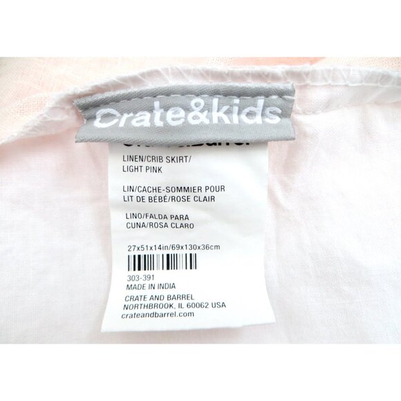 Crate and Barrel Kids Baby Crib Skirt 100% Linen Pink - Picture 6 of 7